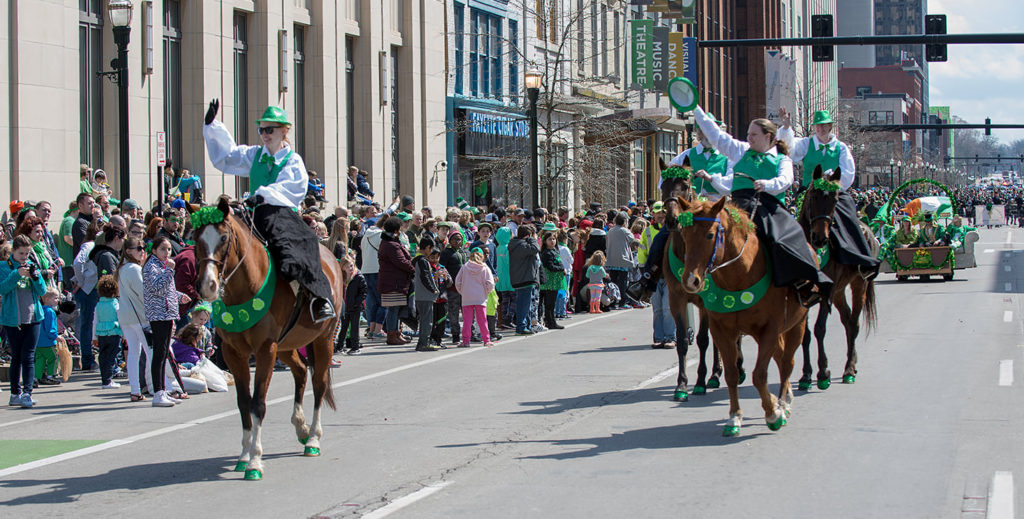 Horses in the 2018 Lexington St. Patrick's Parade 