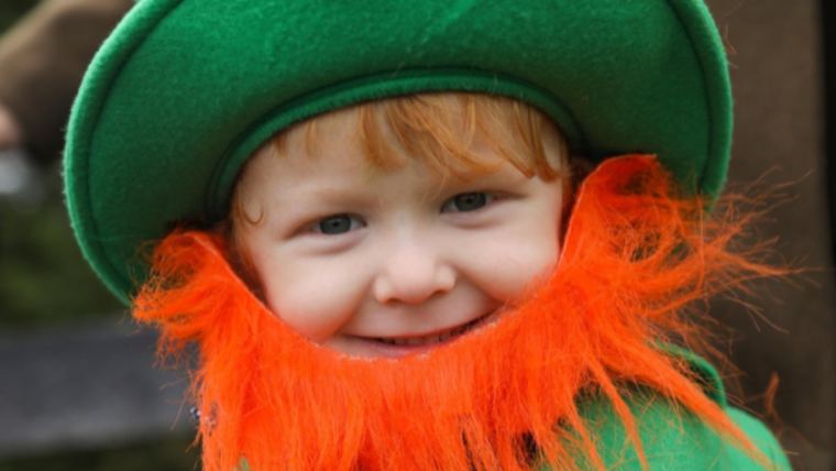 A child dressed as a leprechaun